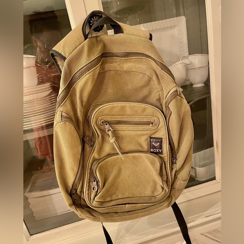 Roxy Backpack! Large Brown Canvas backpack.